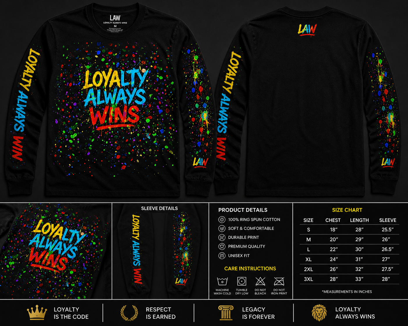 Paint Splash Collection Long Sleeve T Shirt